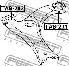 Febest TAB-201 - Сайлентблок, рычаг подвески колеса parts5.com