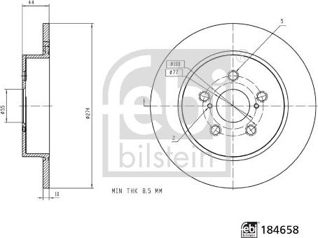 Febi Bilstein 184658 - Тормозной диск parts5.com