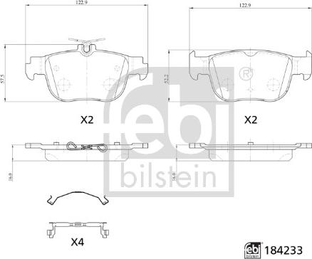 Febi Bilstein 184233 - Тормозные колодки, дисковые, комплект parts5.com