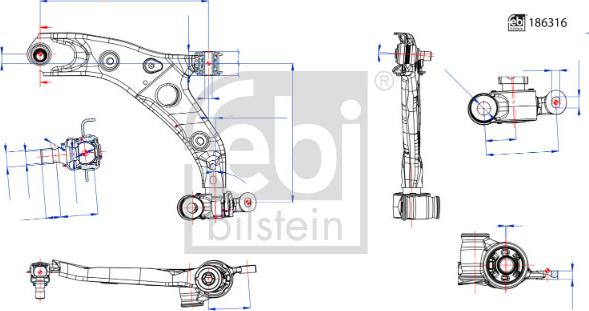 Febi Bilstein 186316 - Рычаг подвески колеса parts5.com