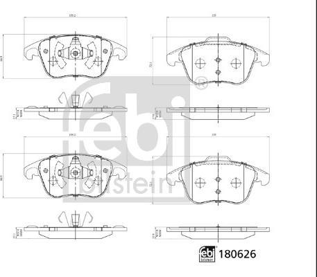 Febi Bilstein 180626 - Тормозные колодки, дисковые, комплект parts5.com