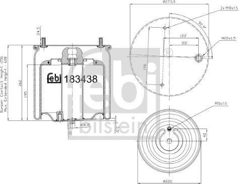 Febi Bilstein 183438 - Кожух пневматической рессоры parts5.com