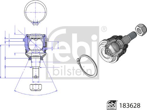 Febi Bilstein 183628 - Шаровая опора, несущий / направляющий шарнир parts5.com