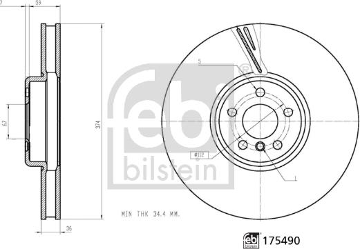 Febi Bilstein 175490 - Тормозной диск parts5.com