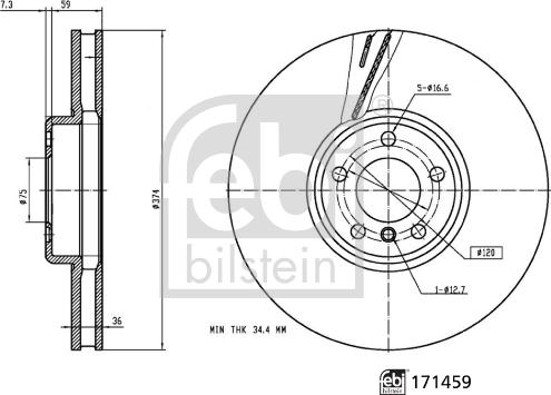 Febi Bilstein 171459 - Тормозной диск parts5.com