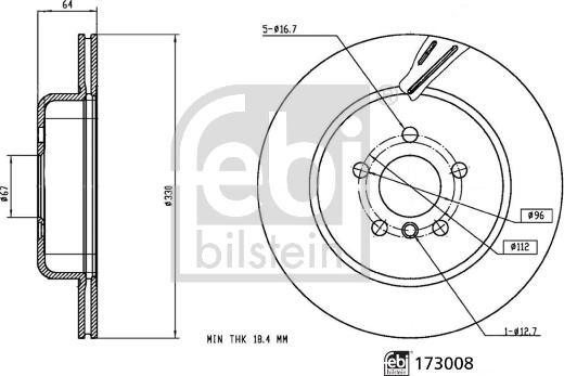 Febi Bilstein 173008 - Тормозной диск parts5.com