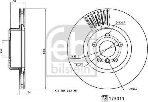 Febi Bilstein 173011 - Тормозной диск parts5.com