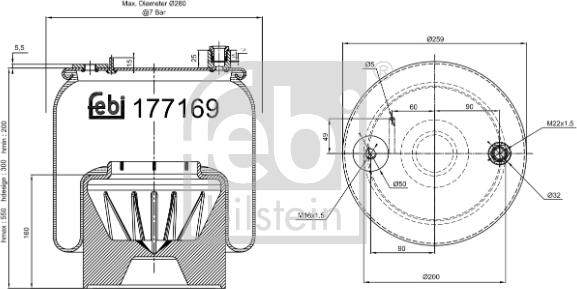 Febi Bilstein 177169 - Кожух пневматической рессоры parts5.com