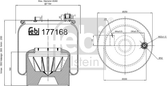 Febi Bilstein 177168 - Кожух пневматической рессоры parts5.com