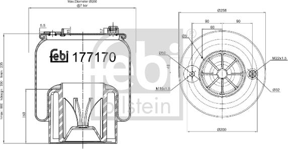 Febi Bilstein 177170 - Кожух пневматической рессоры parts5.com