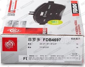 Ferodo FDB4697 - Тормозные колодки, дисковые, комплект parts5.com