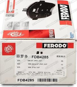 Ferodo FDB4285 - Тормозные колодки, дисковые, комплект parts5.com