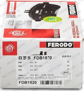 Ferodo FDB1520 - Тормозные колодки, дисковые, комплект parts5.com