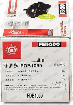 Ferodo FDB1099 - Тормозные колодки, дисковые, комплект parts5.com