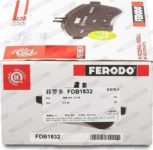 Ferodo FDB1832 - Тормозные колодки, дисковые, комплект parts5.com