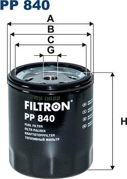 Filtron PP840 - Топливный фильтр parts5.com