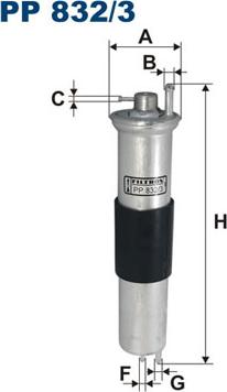 Filtron PP832/3 - Топливный фильтр parts5.com