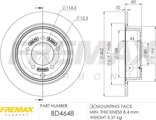 FREMAX BD-4648 - Тормозной диск parts5.com