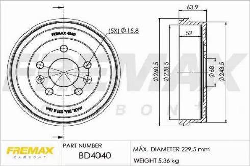 FREMAX BD-4040 - Тормозной барабан parts5.com