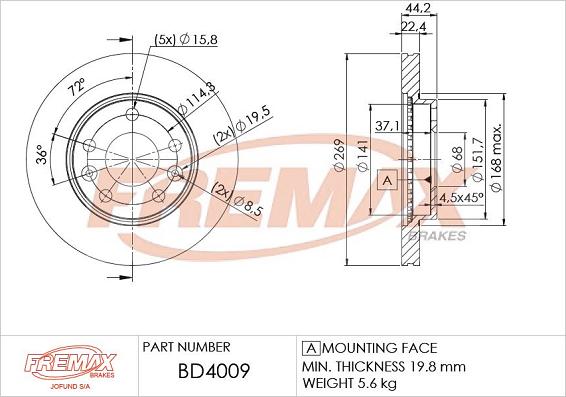 FREMAX BD-4009 - Тормозной диск parts5.com