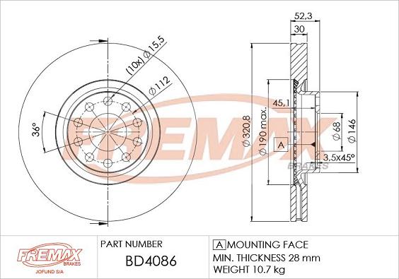 FREMAX BD-4086 - Тормозной диск parts5.com