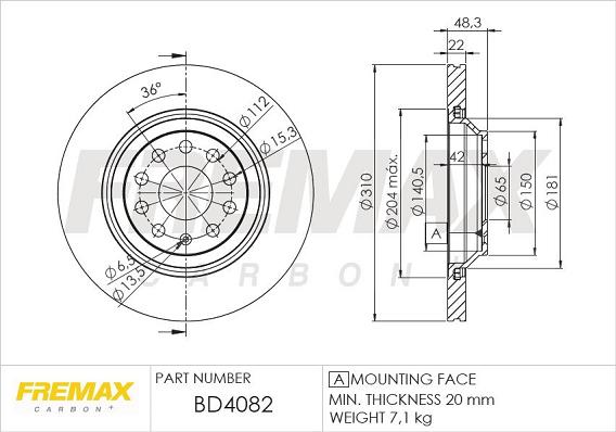 FREMAX BD-4082 - Тормозной диск parts5.com