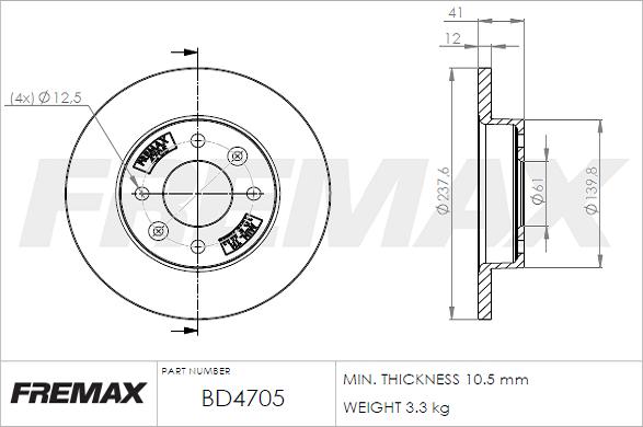 FREMAX BD-4705 - Тормозной диск parts5.com