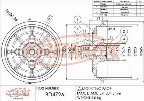 FREMAX BD-4726-KT - Тормозной барабан parts5.com