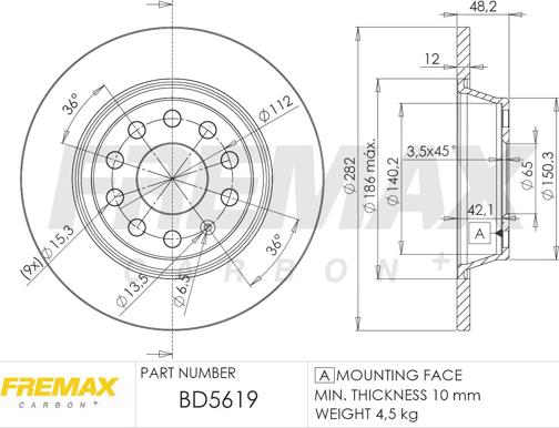 FREMAX BD-5619 - Тормозной диск parts5.com