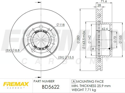 FREMAX BD-5622 - Тормозной диск parts5.com