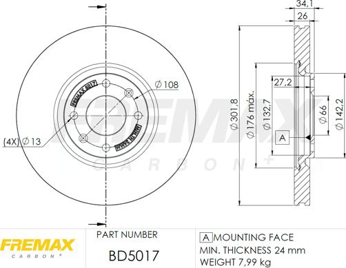 FREMAX BD-5017 - Тормозной диск parts5.com