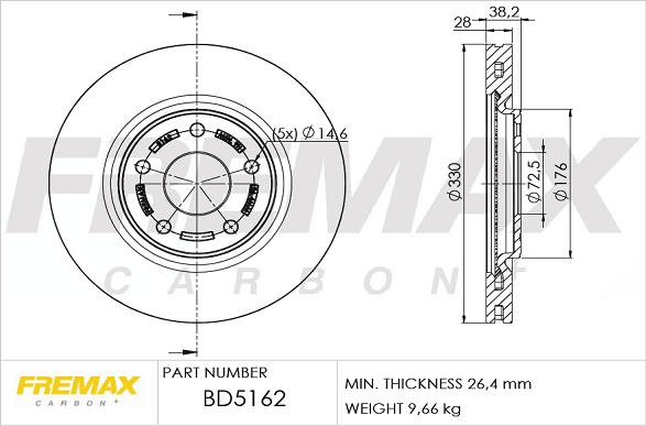 FREMAX BD-5162 - Тормозной диск parts5.com