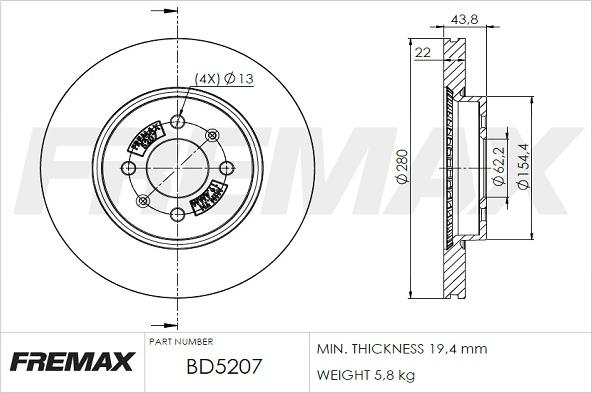 FREMAX BD-5207 - Тормозной диск parts5.com