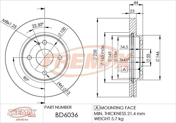 FREMAX BD-6036 - Тормозной диск parts5.com