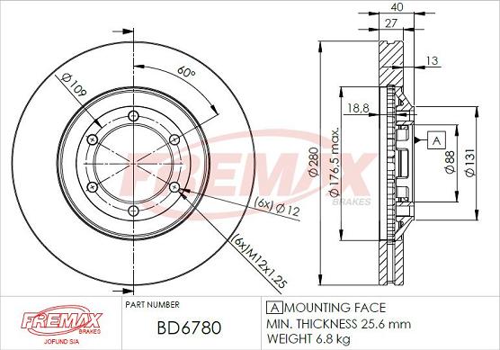 FREMAX BD-6780 - Тормозной диск parts5.com