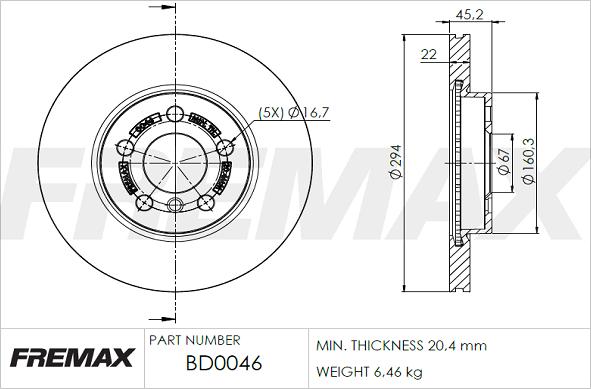 FREMAX BD-0046 - Тормозной диск parts5.com