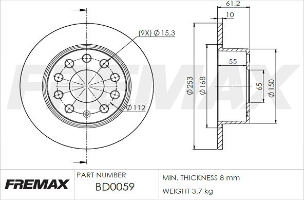 FREMAX BD-0059 - Тормозной диск parts5.com