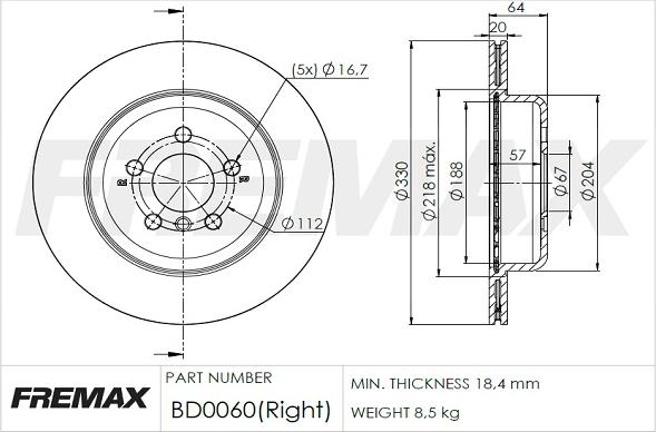 FREMAX BD-0060 - Тормозной диск parts5.com