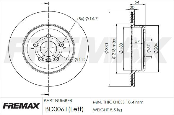 FREMAX BD-0061 - Тормозной диск parts5.com