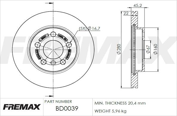 FREMAX BD-0039 - Тормозной диск parts5.com