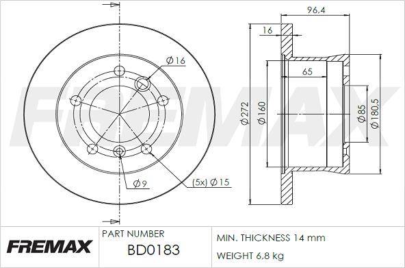 FREMAX BD-0183 - Тормозной диск parts5.com