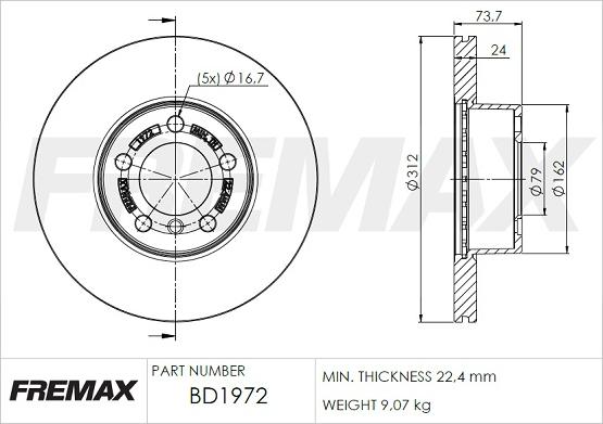 FREMAX BD-1972 - Тормозной диск parts5.com