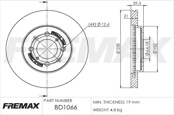 FREMAX BD-1066 - Тормозной диск parts5.com