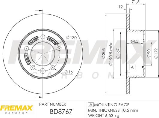 FREMAX BD-8767 - Тормозной диск parts5.com