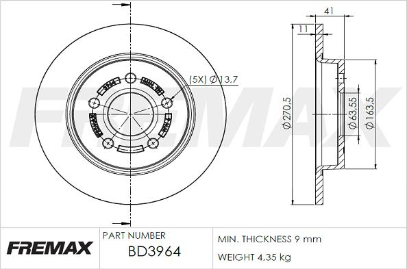 FREMAX BD-3964 - Тормозной диск parts5.com