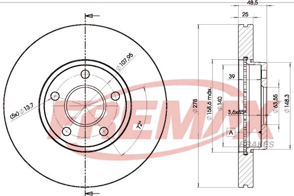 FREMAX BD-3963 - Тормозной диск parts5.com