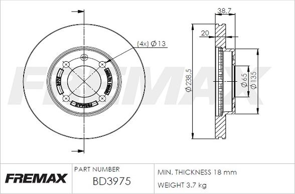 FREMAX BD-3975 - Тормозной диск parts5.com