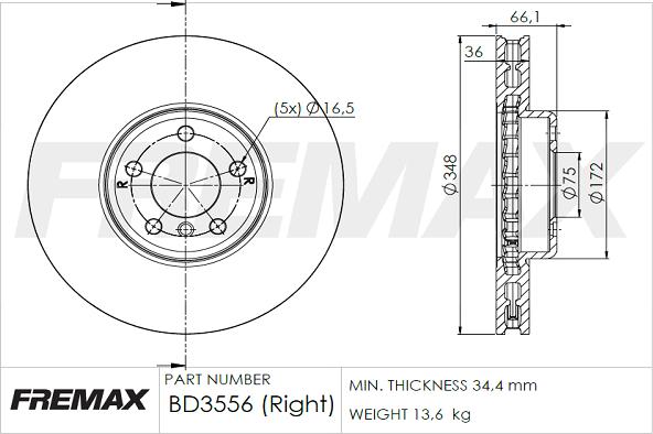 FREMAX BD-3556 - Тормозной диск parts5.com