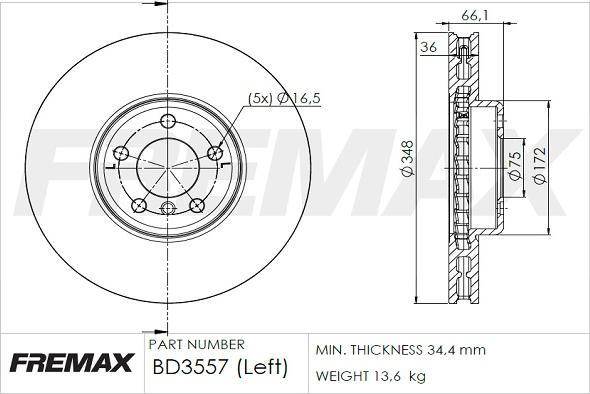 FREMAX BD-3557 - Тормозной диск parts5.com