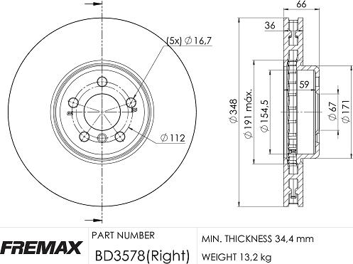 FREMAX BD-3578 - Тормозной диск parts5.com